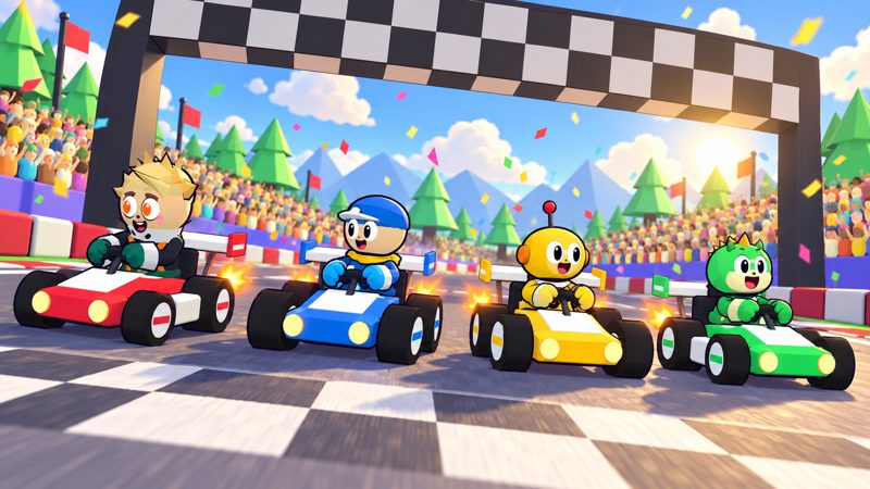 Turbo Kartz racers on the starting grid