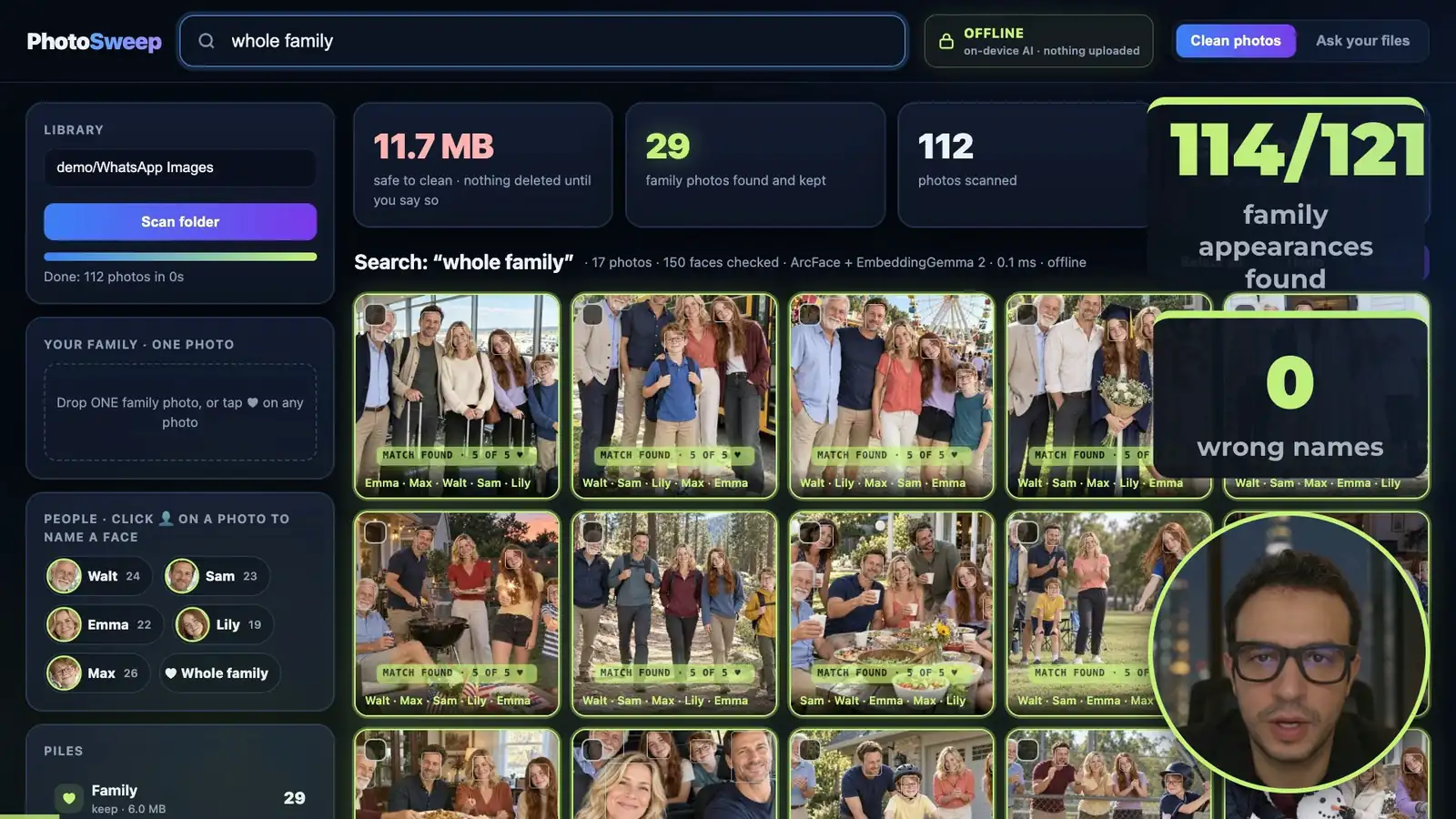 Find anyone by name: the whole family search with 114 of 121 found