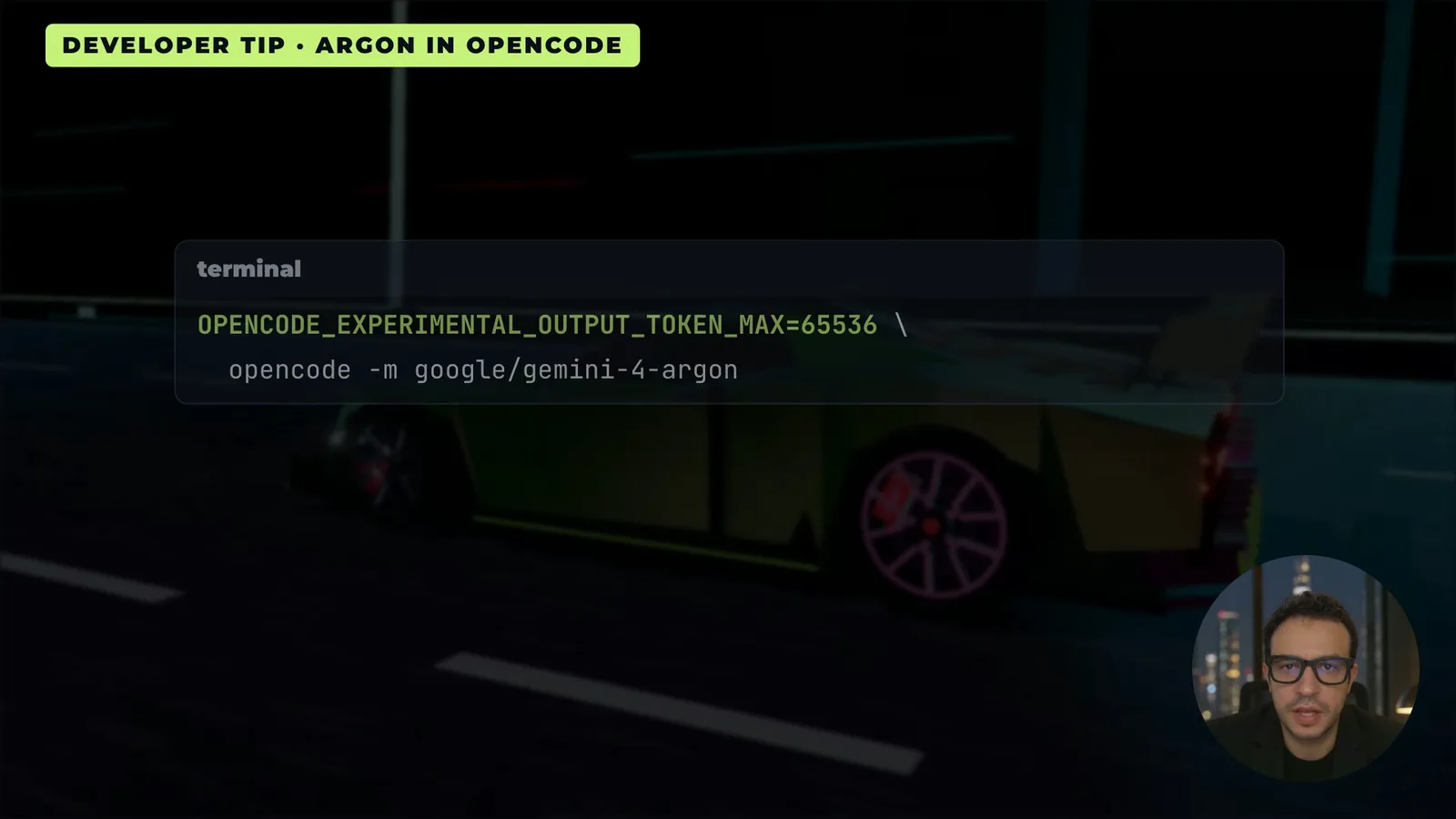 The two opencode settings for Gemini 4 Argon: header timeout and output token cap