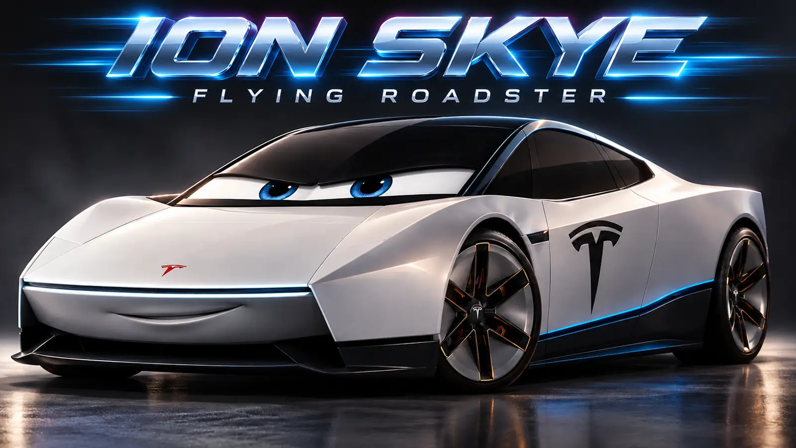 ION SKYE, the flying roadster: a CGI 3D animated car character, playable in the browser