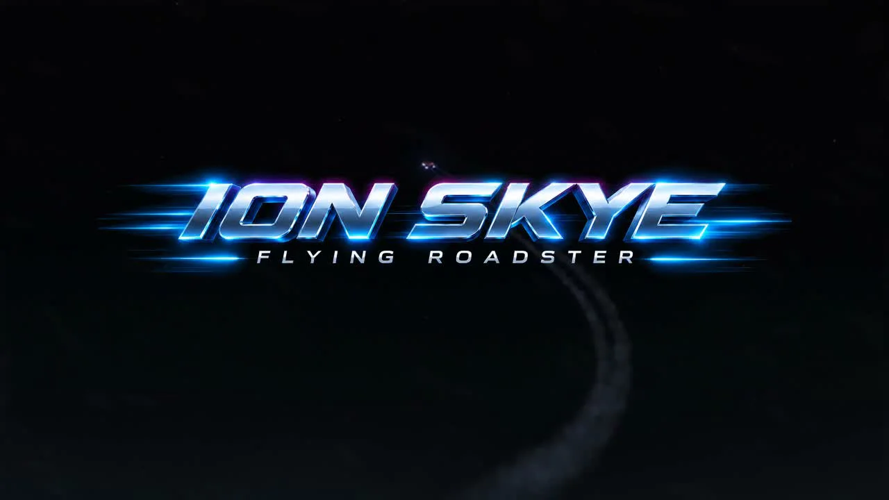 ION SKYE Flying Roadster title logo on the night sky at the end of the Seedance 2.5 intro clip